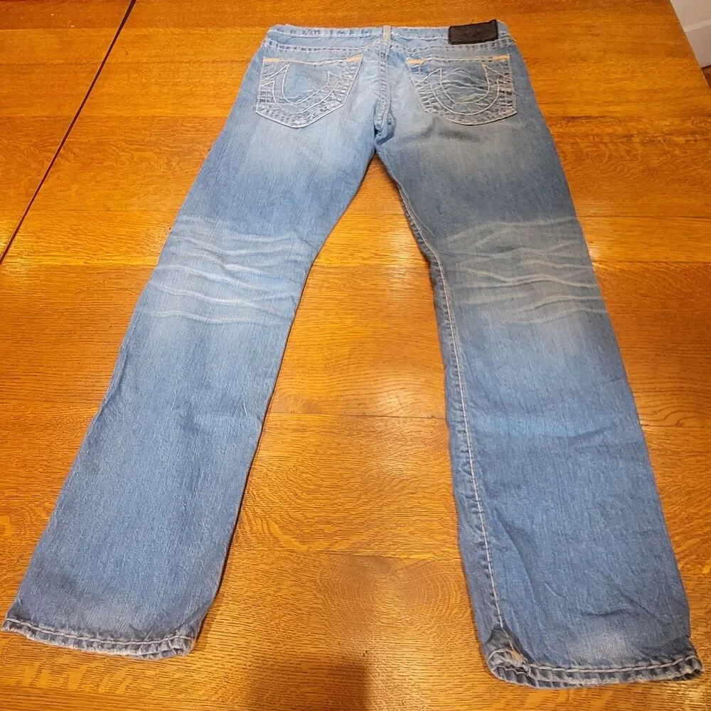 True Religion Geno Super T Mens Straight Jeans Blue 100% Cotton USA Made Size 36